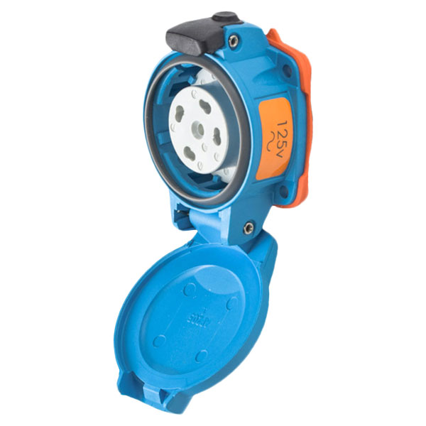 Product image for Meltric 01-N4075 PN20 Receptacle, Poly, Blue, Size 1, Type 4X, 1P+N+G, 20A, 125 VAC, 60 Hz