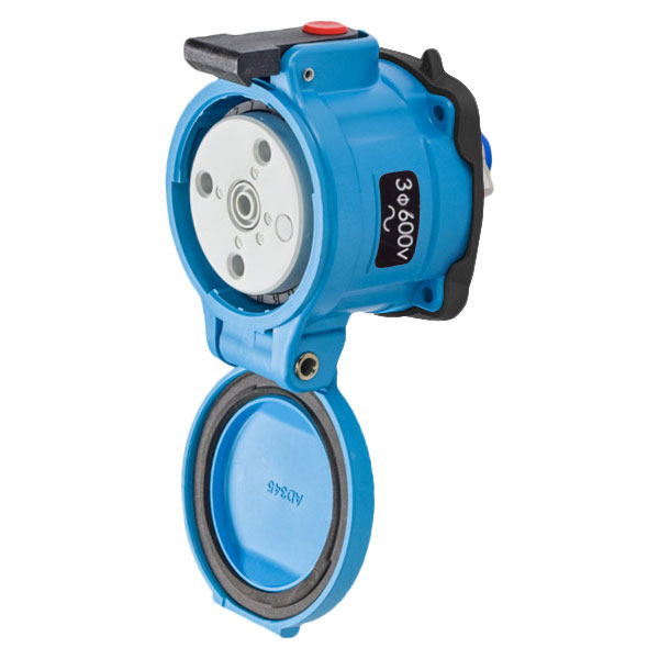 Product image for Meltric 33-14143 DS20 Receptacle, Poly, Blue, Size 2, Type 3R, 3P+G, 20A, 600 VAC, 60 Hz