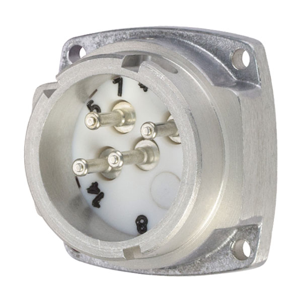 Product image for Meltric 09-28043-185 PNHT Inlet, Metal, Aluminum, Metal, Size 1, IP44, 3P+G, 30A, 480 VAC, 60 Hz, High temperature