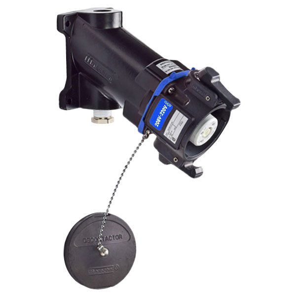 Product image for Meltric 281016334T DXA1 Receptacle/box, Metal, Aluminum painted, Black, Size 2, IP66/IP67, 3P+G, 20A, 208 VAC, 60 Hz