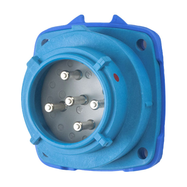 Product image for Meltric 01-N8167 PN20 Inlet, Poly, Blue, Size 1, Type 4X, 3P+N+G, 20A, 120/208 VAC, 60 Hz