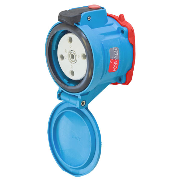 Product image for Meltric 63-64047 DSN60 Receptacle, Poly, Blue, Size 3, Type 4X & IP69, 3P+N+G, 60A, 277/480 VAC, 60 Hz