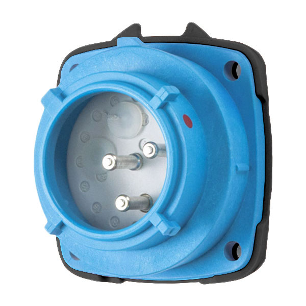 Product image for Meltric 01-N8142 PN20 Inlet, Poly, Blue, Size 1, Type 4X, 2P+G, 15A, 600 VAC, 60 Hz