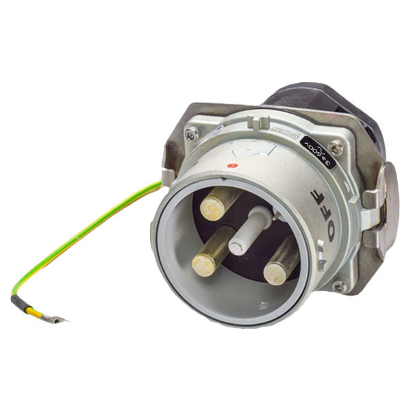 Product image for Meltric 39-48143-172 DR400 Inlet, Metal, Zamak, Metal, Size 7, IP54, 3P+G, 350A, 600 VAC, 60 Hz