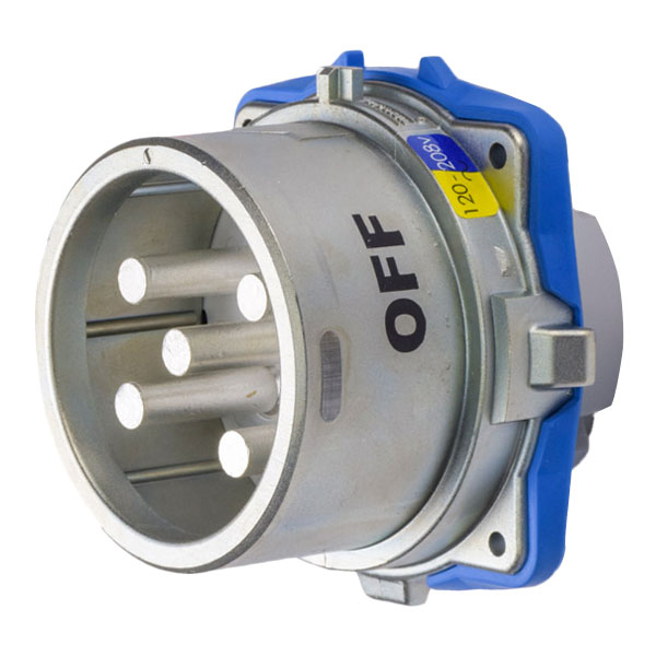 Product image for Meltric 39-28237-K16 DR250 Inlet, Metal, Zamak, Metal, Size 6, Type 3R, 3P+N+G, 250A, 120/208 VAC, 60 Hz