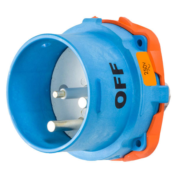 Product image for Meltric 63-98072 DSN150 Inlet, Poly, Blue, Size 5, Type 4X & IP69, 2P+G, 150A, 250 VAC, 60 Hz