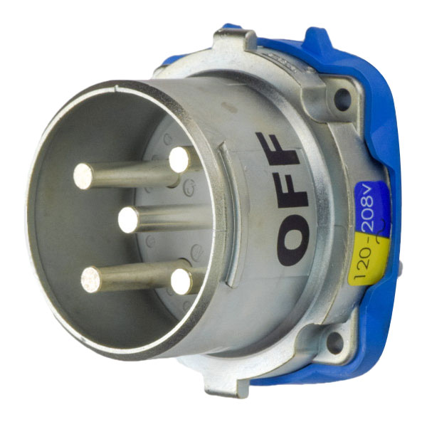 Product image for Meltric 39-68237-K16 DR100 Inlet, Metal, Zamak, Metal, Size 4, Type 3R, 3P+N+G, 100A, 120/208 VAC, 60 Hz