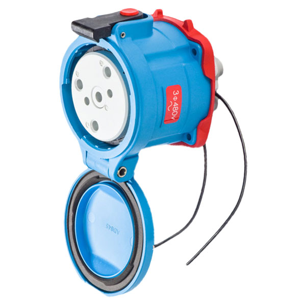 Product image for Meltric 33-64243-C-K04-972 DS100C Receptacle, Poly, Blue, Size 4, Type 4X, 3P+G, 100A, 480 VAC, 60 Hz