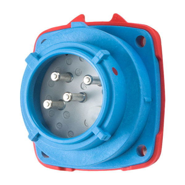 Product image for Meltric 01-N8043 PN20 Inlet, Poly, Blue, Size 1, Type 4X, 3P+G, 20A, 480 VAC, 60 Hz