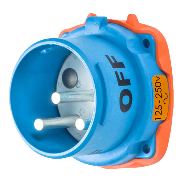 Product image for Meltric 33-68072 DS60 Inlet, Poly, Blue, Size 4, Type 3R, 2P+G, 60A, 250 VAC, 60 Hz