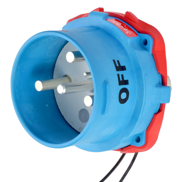 Product image for Meltric 33-98043-262 DS100 Inlet, Poly, Blue, Size 5, Type 4X, 3P+G, 100A, 480 VAC, 60 Hz