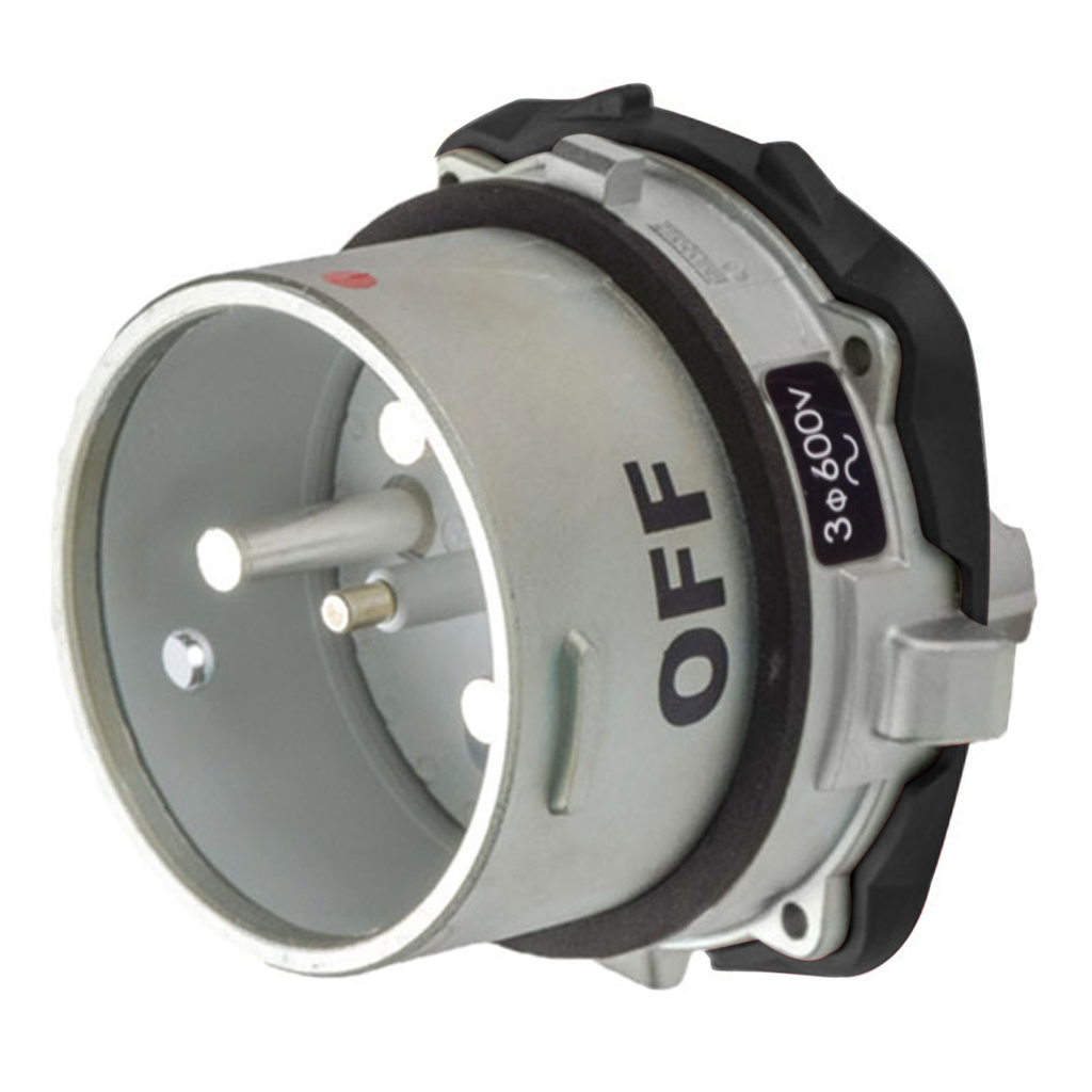 Product image for Meltric 69-98143 DSN150 Inlet, Metal, Aluminum, Metal, Size 5, Type 4X & IP69, 3P+G, 150A, 600 VAC, 60 Hz