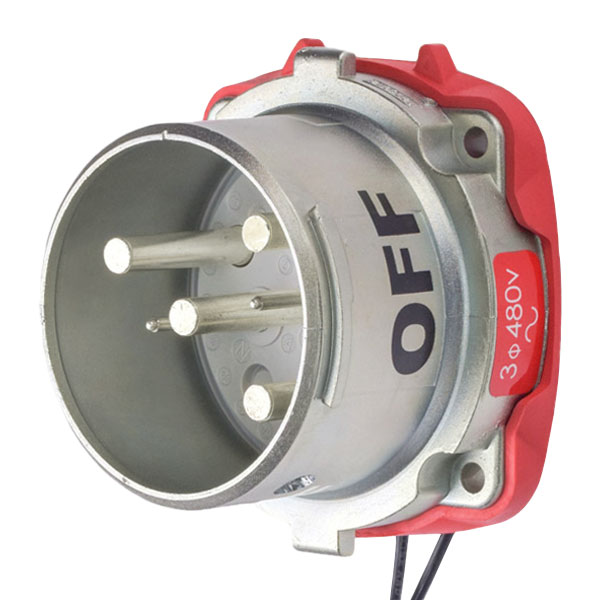 Product image for Meltric 37-68043-972 DS60 Inlet, Metal, Aluminum, Metal, Size 4, Type 4X & IP69, 3P+G, 60A, 480 VAC, 60 Hz