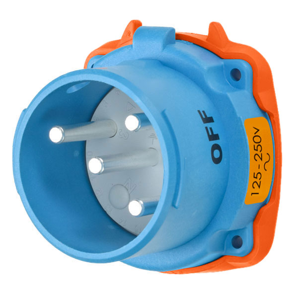 Product image for Meltric 33-38076 DS30 Inlet, Poly, Blue, Size 3, Type 3R, 2P+N+G, 30A, 125/250 VAC, 60 Hz