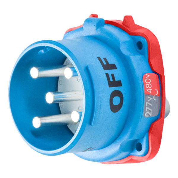Product image for Meltric 31-68247-K04 DR100 Inlet, Poly, Blue, Size 4, Type 3R, 3P+N+G, 100A, 277/480 VAC, 60 Hz