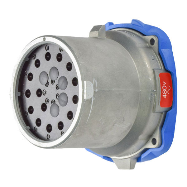 Product image for Meltric 17-68141 DN20c Inlet, Metal, Zamak, Metal, Size 5, IP54/IP55, 14P+G, 15A, 480 VAC/130 VDC, 60 Hz