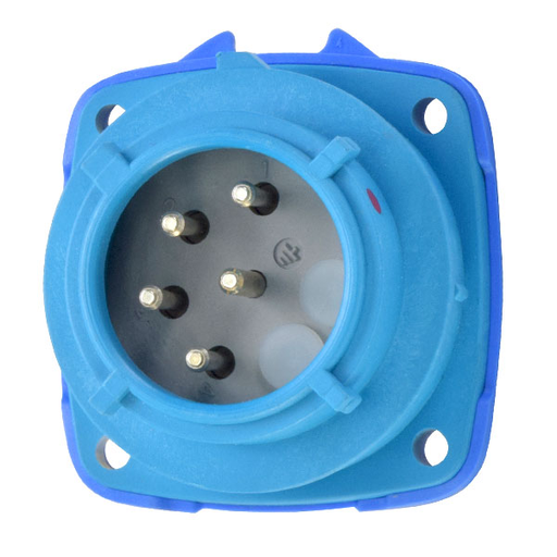 Product image for Meltric 01-P8041 PN7c Inlet, Poly, Blue, Size 1, IP66/IP67, 4P+G, 15A, 480 VAC, 60 Hz