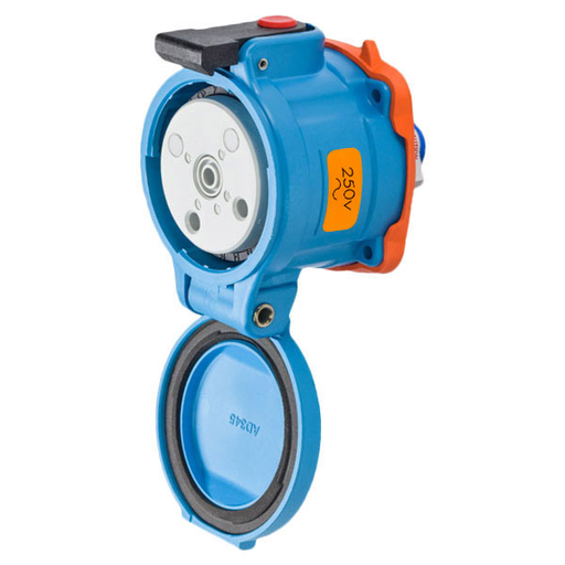 Product image for Meltric 33-34072 DS30 Receptacle, Poly, Blue, Size 3, Type 3R, 2P+G, 30A, 250 VAC, 60 Hz