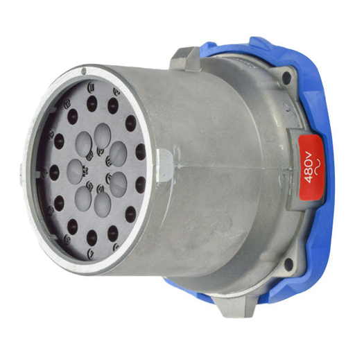 Product image for Meltric 17-68121 DN20c Inlet, Metal, Zamak, Metal, Size 5, IP54/IP55, 12P+G, 20A, 480 VAC/130 VDC, 60 Hz