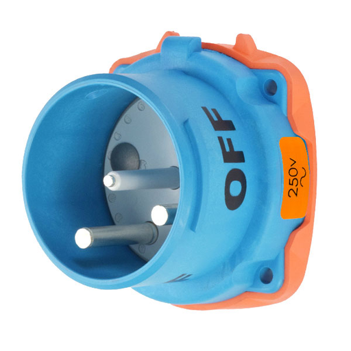 Product image for Meltric 33-68172-C-K07 DS100C Inlet, Poly, Blue, Size 4, Type 4X, 2P+G, 100A, 250 VAC, 60 Hz