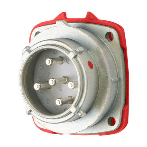 Product image for Meltric 09-N8047 PN20 Inlet, Metal, Zamak, Metal, Size 1, Type 4X, 3P+N+G, 20A, 277/480 VAC