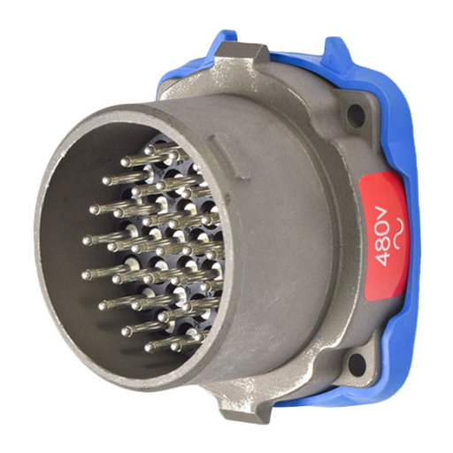 Product image for Meltric 37-C8003-SS DS37c Inlet, Metal, Stainless steel, Metal, Size 3, IP54/IP55, 36P+G, 2A/7.5A, 480 VAC/130 VDC, 60 Hz