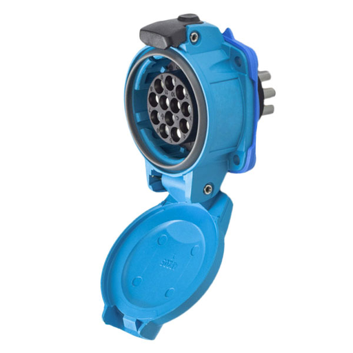 Product image for Meltric 03-A4001-NC PN12c Receptacle, Poly, Blue, Size 1, IP66/IP67, 11P+G, 2A/7.5A, 600 VAC/130 VDC, 60 Hz, Normally closed lid