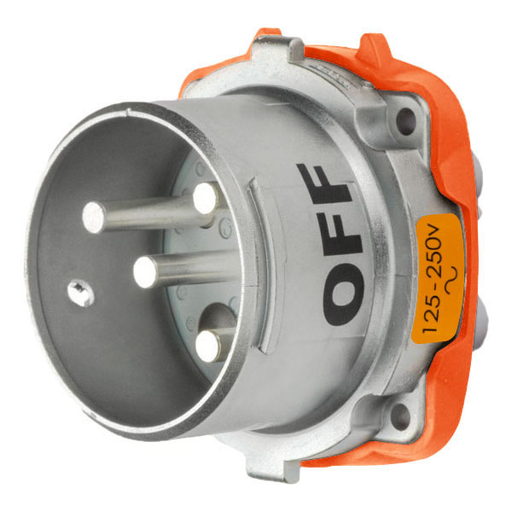 Product image for Meltric 37-68076-4X DS60 Inlet, Metal, Zamak, Metal, Size 4, Type 4X, 2P+N+G, 60A, 125/250 VAC, 60 Hz, Type 4x watertightness