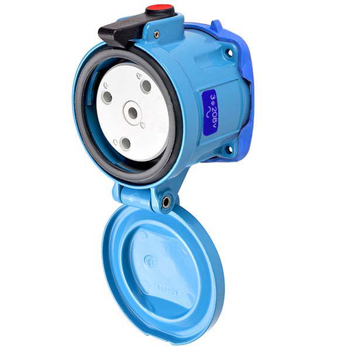 Product image for Meltric 37-64233-C-K16 DS100C Receptacle, Metal, Aluminum, Blue, Size 4, Type 4X & IP69, 3P+G, 100A, 208 VAC, 60 Hz