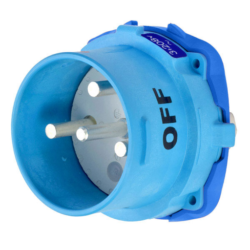 Product image for Meltric 33-98163 DS100 Inlet, Poly, Blue, Size 5, Type 4X, 3P+G, 100A, 208 VAC, 60 Hz