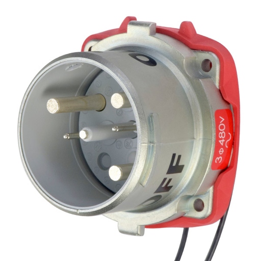 Product image for Meltric 37-68243-C-K04-972 DS100C Inlet, Metal, Aluminum, Metal, Size 4, Type 4X & IP69, 3P+G, 100A, 480 VAC, 60 Hz