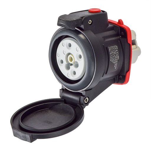 Product image for Meltric 22-34047-972 DXN30 Receptacle, Poly, Black, Size 2, IP66/IP67, 3P+N+G, 30A, 277/480 VAC, 60 Hz