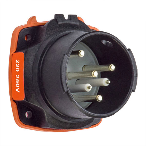 Product image for Meltric 22-38073-972 DXN30 Inlet, Poly, Black, Size 2, IP66/IP67, 3P+G, 30A, 250 VAC, 60 Hz