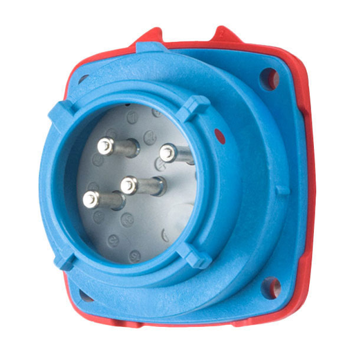 Product image for Meltric 01-N8043 PN20 Inlet, Poly, Blue, Size 1, Type 4X, 3P+G, 20A, 480 VAC, 60 Hz
