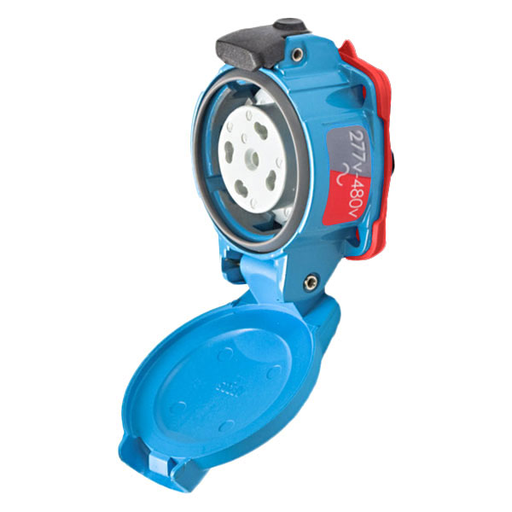 Product image for Meltric 09-N4047 PN20 Receptacle, Metal, Zamak, Blue, Size 1, Type 4X, 3P+N+G, 20A, 277/480 VAC