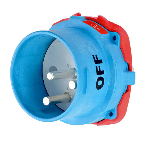 Product image for Meltric 33-98042 DS100 Inlet, Poly, Blue, Size 5, Type 4X, 2P+G, 100A, 480 VAC, 60 Hz
