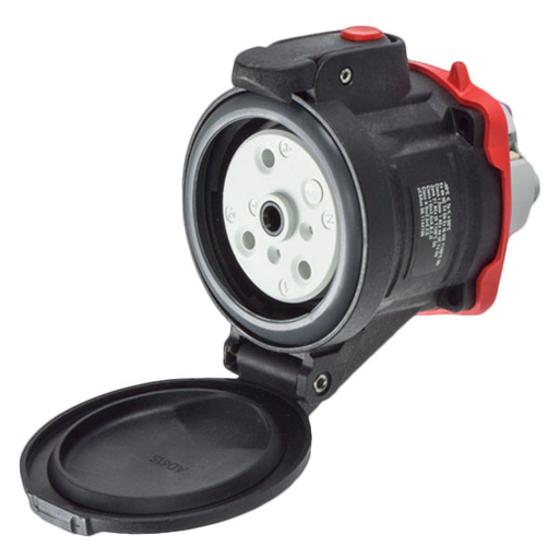 Product image for Meltric 22-64043-972-843 DXN60 Receptacle, Poly, Black, Size 3, IP66/IP67, 3P+G, 60A, 480 VAC, 60 Hz, Padlock pawl