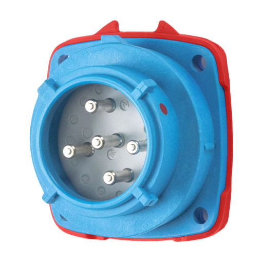 Product image for Meltric 01-N8047 PN20 Inlet, Poly, Blue, Size 1, Type 4X, 3P+N+G, 20A, 277/480 VAC, 60 Hz