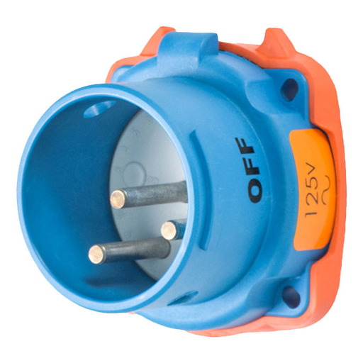 Product image for Meltric 31-18175-K07 DR30 Inlet, Poly, Blue, Size 2, Type 3R, 1P+N+G, 30A, 125 VAC, 60 Hz