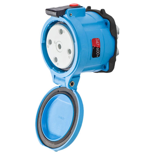 Product image for Meltric 33-64187-C-K14 DS100C Receptacle, Poly, Blue, Size 4, Type 4X, 3P+N+G, 100A, 347/600 VAC, 60 Hz