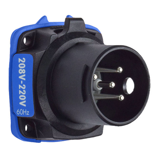 Product image for Meltric 22-38163 DXN30 Inlet, Poly, Black, Size 2, IP66/IP67, 3P+G, 30A, 208 VAC, 60 Hz