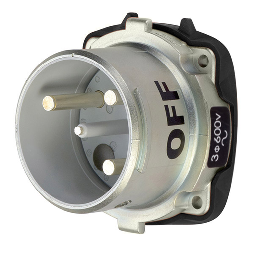 Product image for Meltric 37-68183-C-K14 DS100C Inlet, Metal, Aluminum, Metal, Size 4, Type 4X & IP69, 3P+G, 100A, 600 VAC, 60 Hz