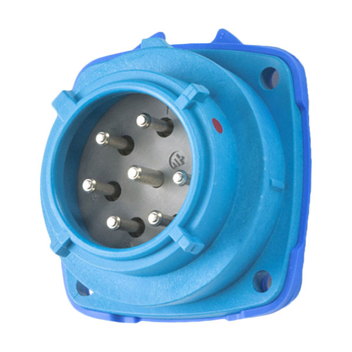 Product image for Meltric 01-P8061 PN7c Inlet, Poly, Blue, Size 1, IP66/IP67, 6P+G, 15A, 480 VAC, 60 Hz