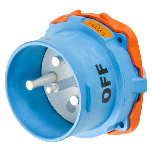 Product image for Meltric 63-98073 DSN150 Inlet, Poly, Blue, Size 5, Type 4X & IP69, 3P+G, 150A, 250 VAC, 60 Hz