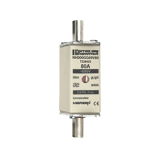 Mersen T228453 NH 000 80A 690V GG Product image for Mersen T228453 NH 000 80A 690V GG