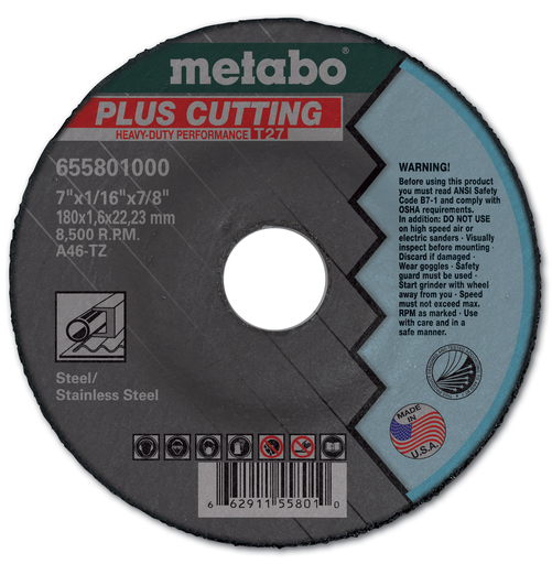 7" X 1/16" X 7/8" CUTTING WHEEL
