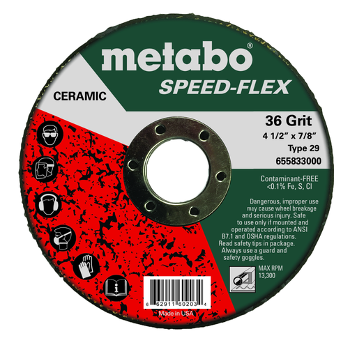 4 1/2" Speed-Flex Ceramic 36 Grit, 7/8", T29 Fiberglass