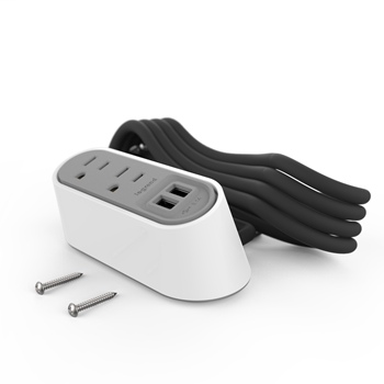 Mayer-DDS-Desktop Power Center Slim 2 Outlet 2 USB White/Gray-1