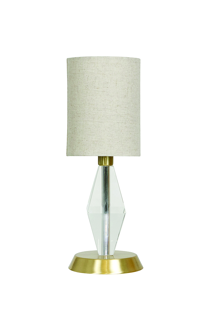 Product image for HOT B205-SB BRYSON MINI CRYSTAL TAPERED COLUMN SATIN BRASS ACCENT LAMP