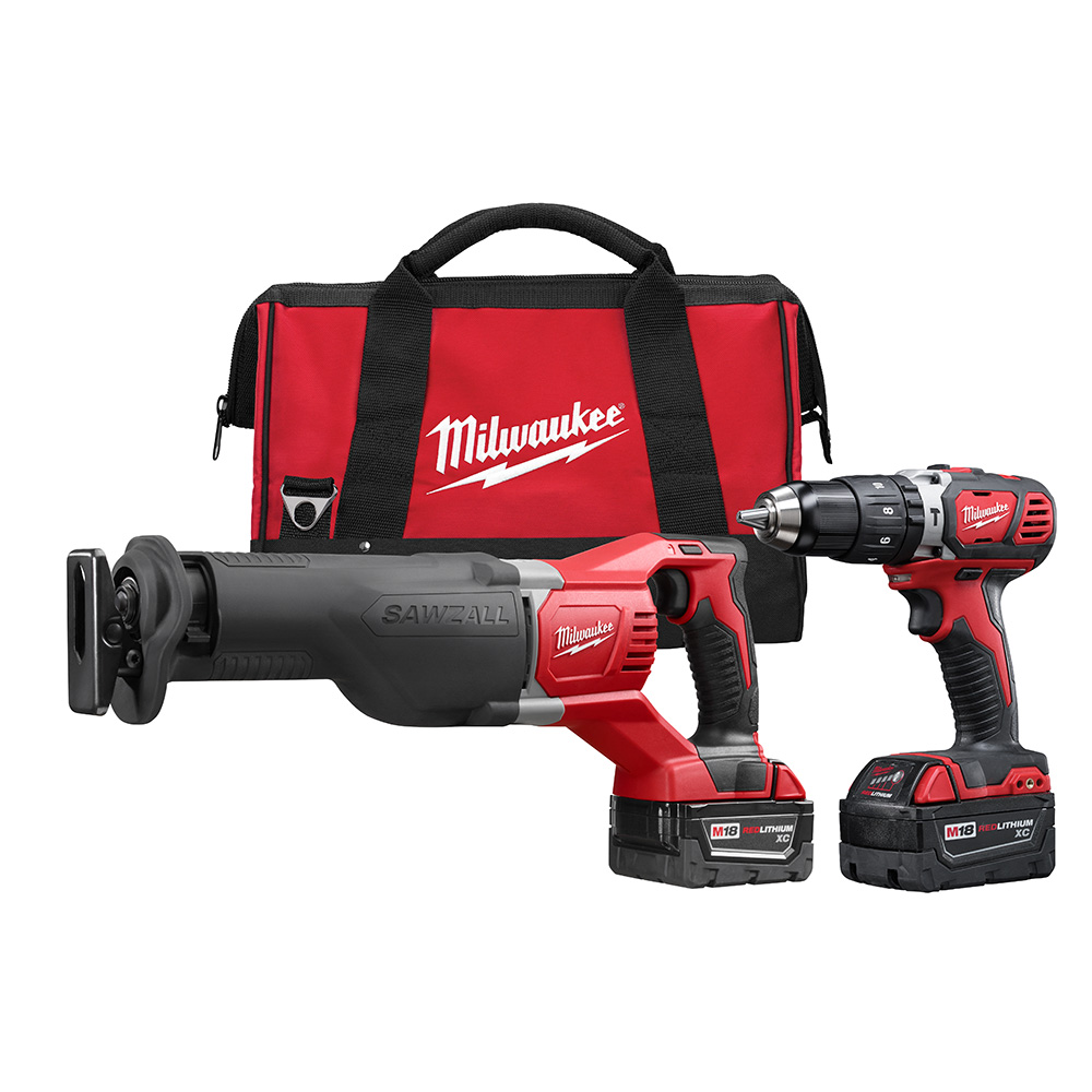 Product image for Milwaukee 2694-22 M18™ Cordless LITHIUM-ION 2-Tool Combo Kit: 1/2" Hammer Drill/Driver & Reciprocating Saw